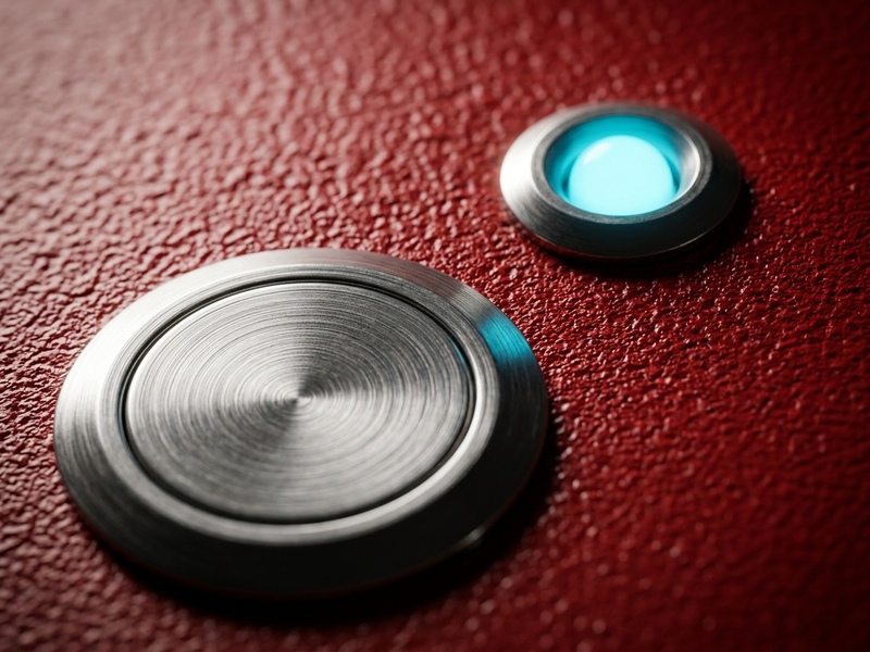 Bouton poussoir inox et LED témoin lumineux de la borne